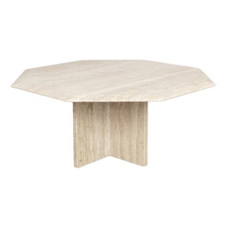 Vintage Octagonal Travertine Coffee Table, 1970s For Sale