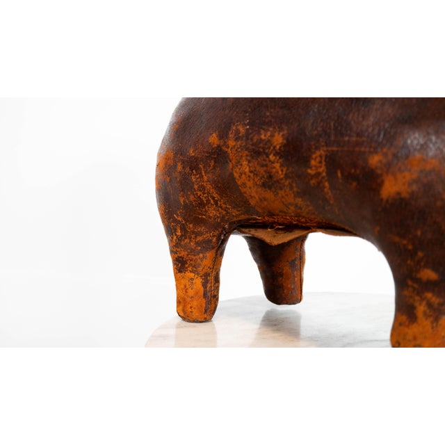 1970s Vintage Dimitri Omersa Leather Pig Footstool For Sale - Image 14 of 17