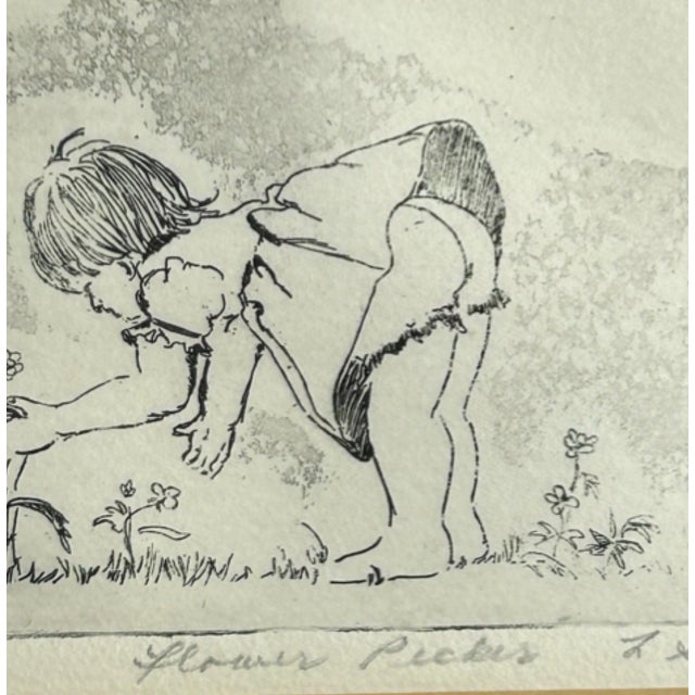 Late 20th Century L. Stein “Flower Picker” Signed Limited Edition Etching, 8/100 For Sale - Image 4 of 7