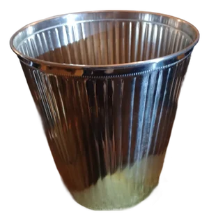 Vintage 90s Chrome Plated Fluted Metal Trash Bin Wastebasket