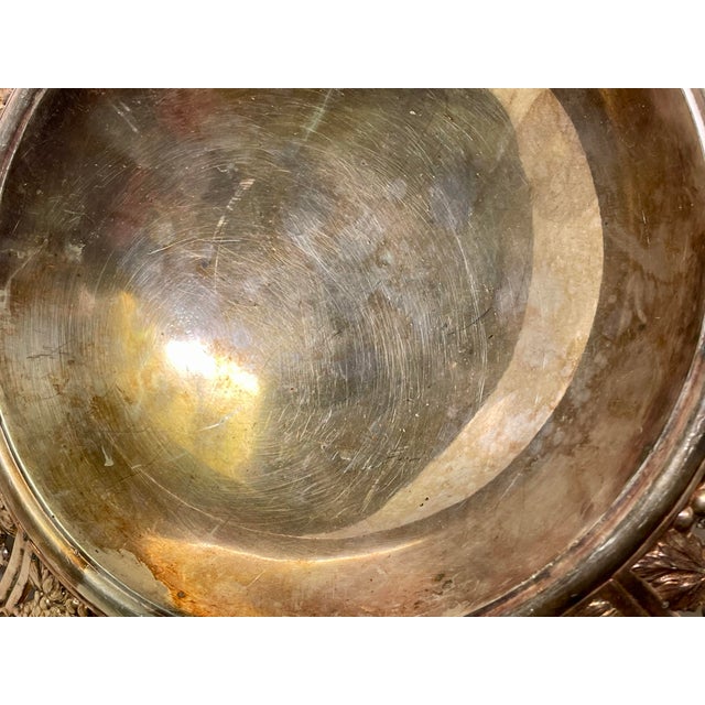 Mid 20th Century Silver Plate Fruit Embossed Center Bowl Flower Display Serving Bowl Made Japan For Sale - Image 4 of 7