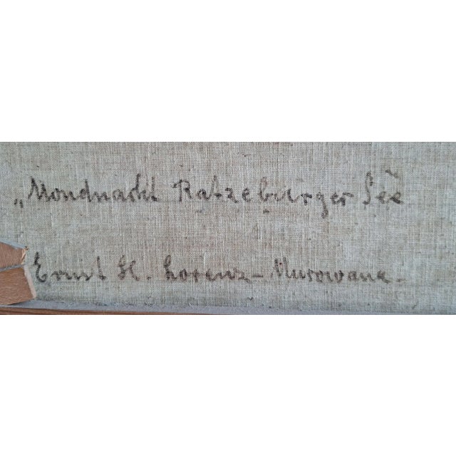 Ernst Lorenz-Murowana, Moonlit Night, Ratzeberger See, 1920s, Oil on Canvas, Framed For Sale - Image 4 of 5