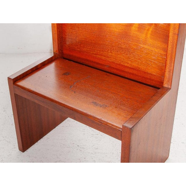 Wood Brutalist Hand-Crafted Wood High-Back Bench, Belgium, 1968 For Sale - Image 7 of 14