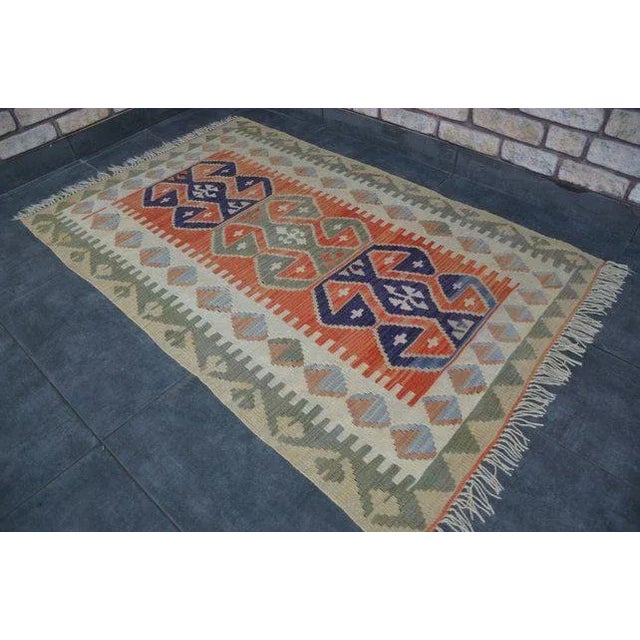 Turkish 1960's Vintage Turkish Floor Kilim Rug- 3′2″ × 5′1″ For Sale - Image 3 of 11
