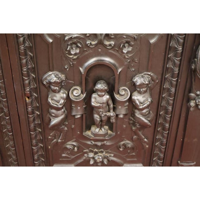 19th Century Ebonized Oak Renaissance Revival Atlas Server Chest Cabinet For Sale In New York - Image 6 of 13