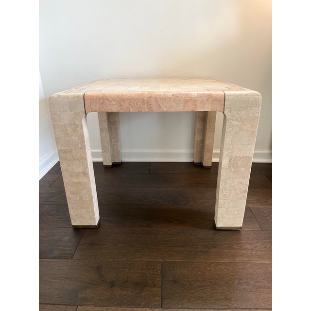 Elevate your space with this striking Postmodern tessellated stone side table. Crafted in the 1970s–1980s, this gorgeous...