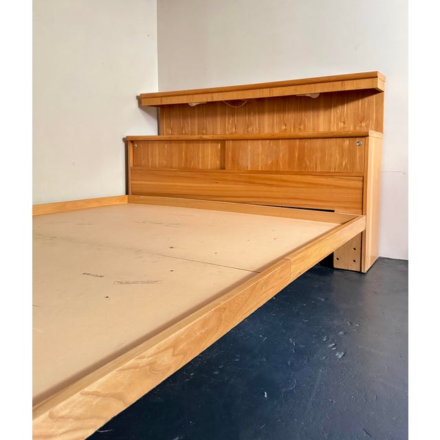 1970s Solid Birch Queen Sized Floating Platform Bed With Illuminated Headboard by Thomasville For Sale - Image 10 of 12