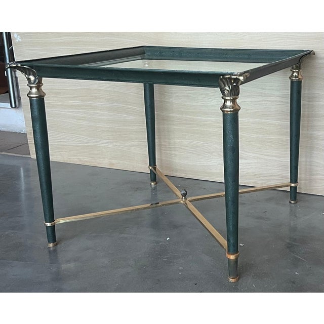 Mid-Century Modern Mid 20th Century Green Iron with Bronze and Brass Details Coffee Tables - Set of 2 For Sale - Image 3 of 18