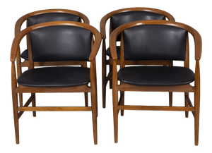 Vintage Wood and Leather Chairs from Isa Bergamo, 1960s, Set of 4