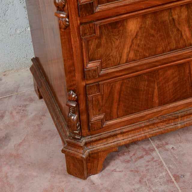 Wood Antique Chest of Drawers in Carved White Marble, 1800s For Sale - Image 7 of 14