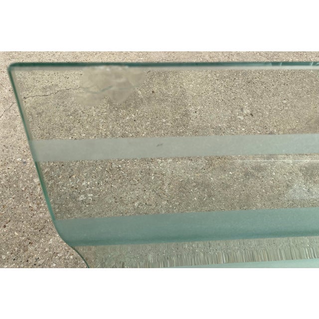 Glass Vintage Postmodern Sculptural Bent Waterfall Glass Coffee Table With Undulating Wave Form For Sale - Image 7 of 10