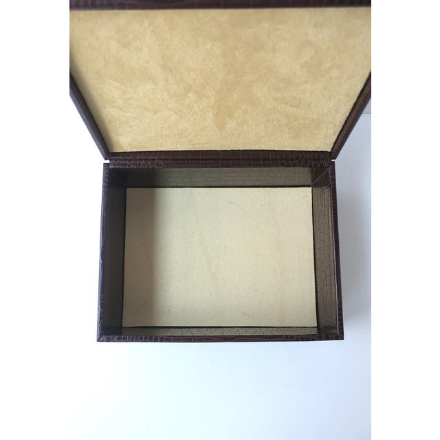 Leather Jewelry Box Crocodile Style, Ralph Lauren Style, Circa 1990s For Sale - Image 11 of 15