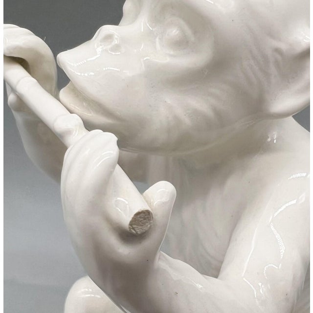 Vintage Fitz and Floyd White Ceramic Monkey Musician Figurines, Set of 3 — Hollywood Regency / Whimsical For Sale - Image 13 of 15