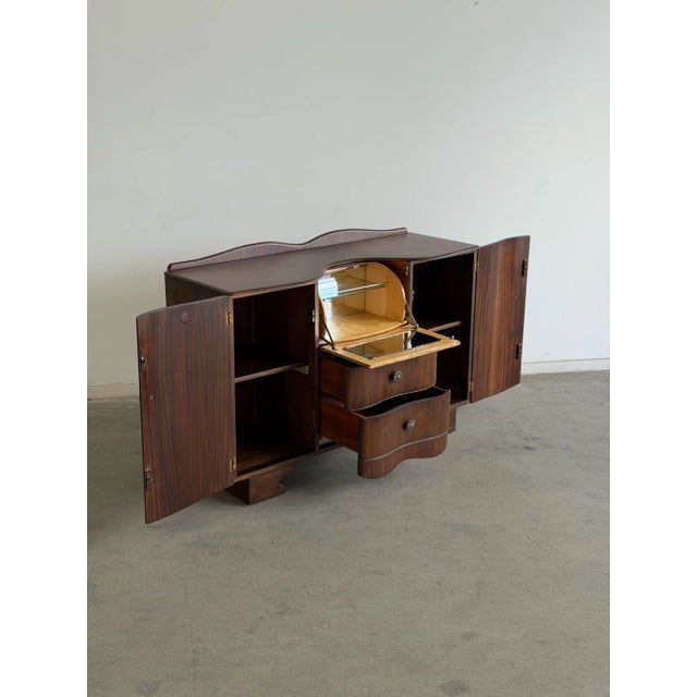 1940s Art Deco Curved Waterfall Sideboard With Inlaid Details For Sale - Image 4 of 16