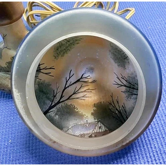 Amber 1940s Reverse Painted Boudoir Table Lmap For Sale - Image 8 of 12