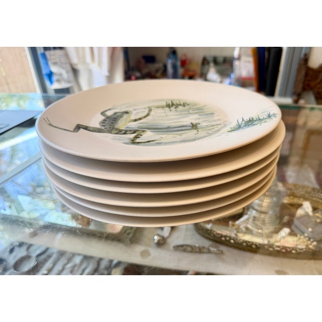Vintage Marcel Guillot Ceramic Frog Plates - Set of 6 For Sale - Image 4 of 17
