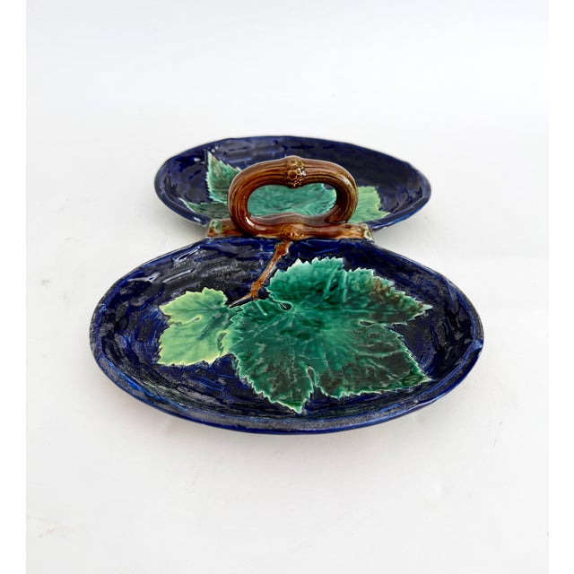 Late 19th Century Antique 19th C George Jones & Sons English Majolica Divided Serving Dish For Sale - Image 5 of 8
