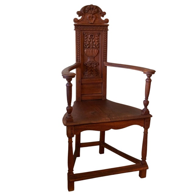 French 19th century Walnut Caquetoire or Armchair. This form originated in the Renaissance period and is fairly rare....