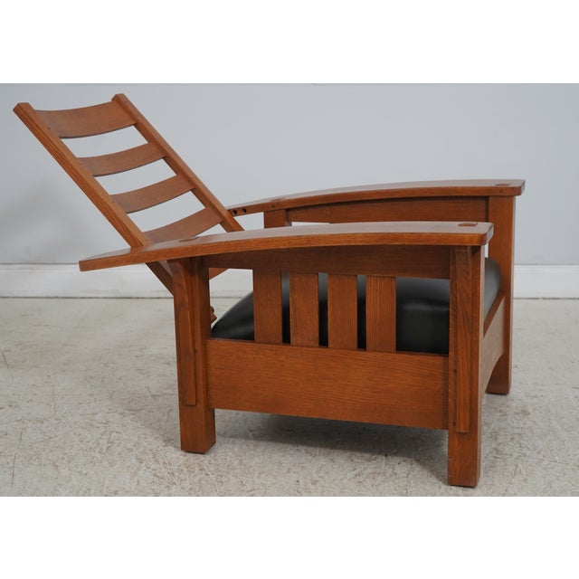 Stickley Mission Oak Morris Chair W. Ottoman For Sale - Image 9 of 18