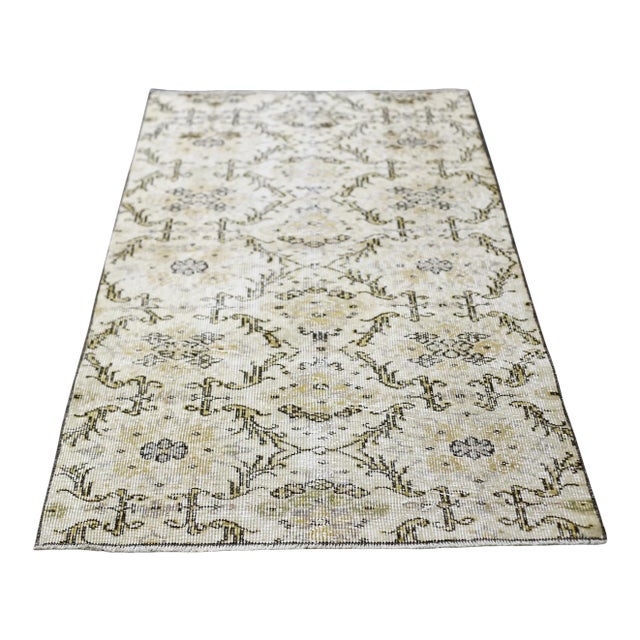 1960s Traditional Beige Hand Knotted Vintage Anatolian Runner Rug For Sale