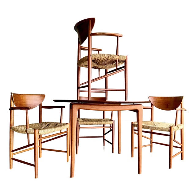 1950s Mid Century Danish Teak Dining Set Peter Hvidt and Orla Molgaard Nielsen for Soborg Mobelfabrik Attrb For Sale