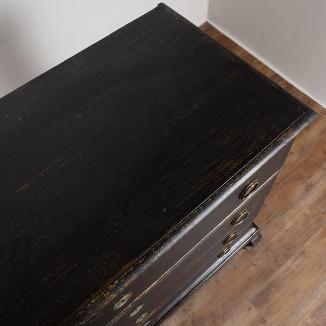 Wood 18th Century Large Danish Black-Painted Oak Chest of Drawers For Sale - Image 7 of 15