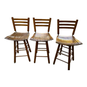 1970s Collection of Vintage Swivel Barstools-Set of 3