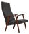 Danish Highback Armchair in Fabric and Teak, 1970s For Sale