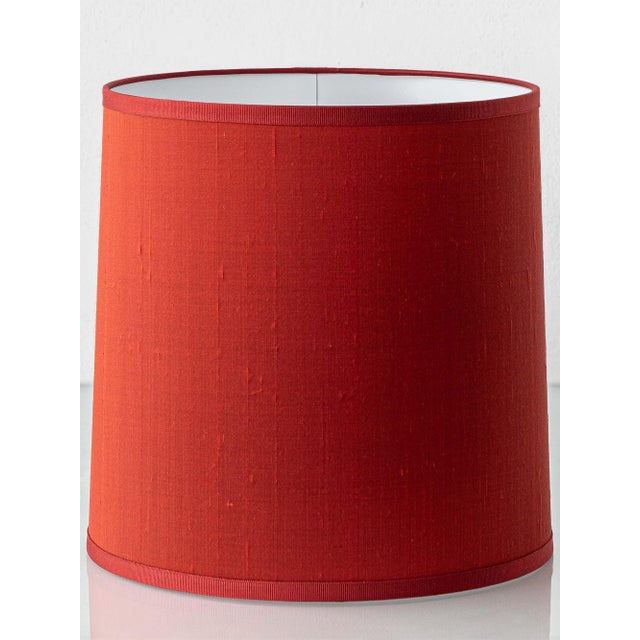 Red Hand-Carved Turquoise Floral Ceramic Table Lamp with Silk Lampshade from Manises, Spain, 1960s For Sale - Image 8 of 16