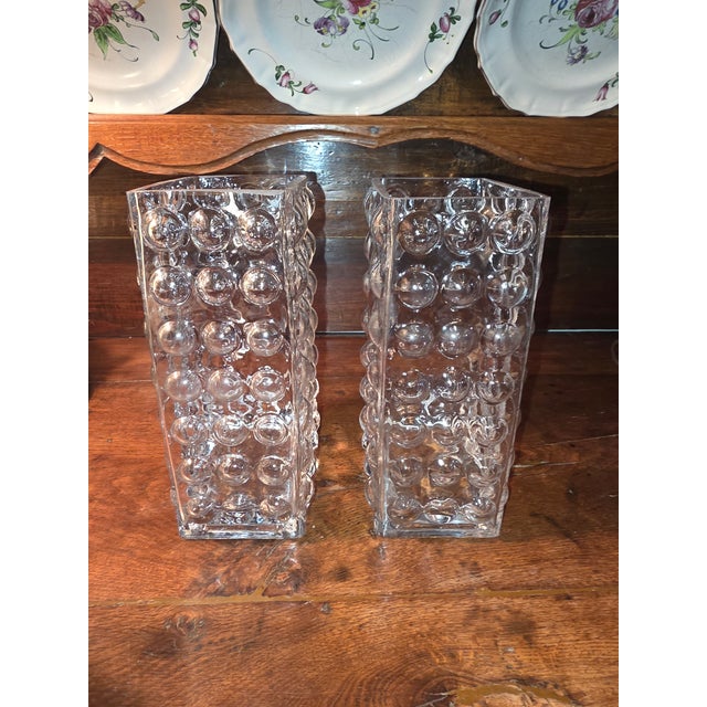 Pair of Classic Mid Century Wilhelm Braun Feldwig Bubble Glass Vases For Sale In San Antonio - Image 6 of 6