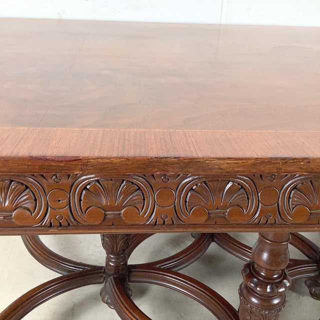 Renaissance Revival 72” Carved Wood Dining Table With Scroll Legs For Sale In Philadelphia - Image 6 of 12