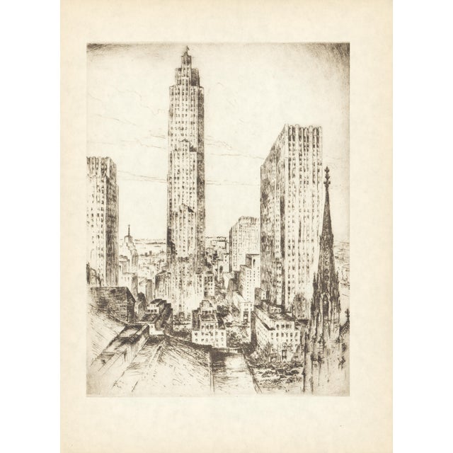 "Radio City" (30 Rock) 1939 New York Etching by Anton Schutz For Sale