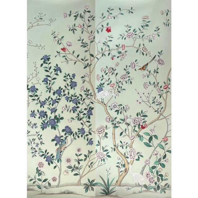 If you love the look of De Gournay wallpaper but not the price, this is for you. Pale Green Chinoiserie Floral & Bird...
