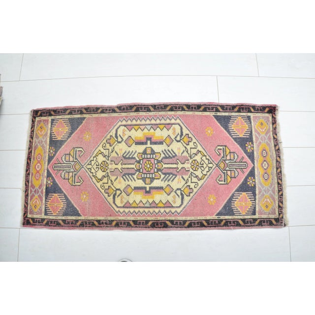 1960s Handmade wool and cotton rug in Turkish Anatolian Small Rug, Vintage Doormat Rug, Turkish Decorative Rug, Handmade...