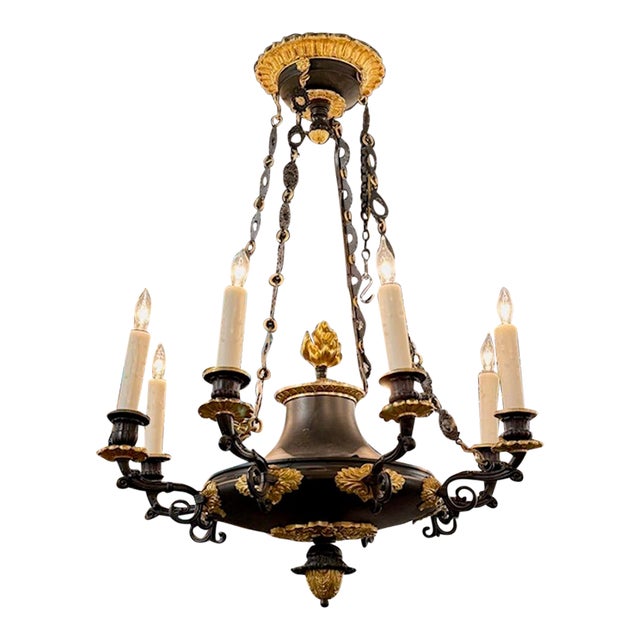 French Empire Bronze Chandelier For Sale