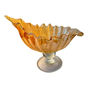 Vintage Glass Arte Glass Pedestal Bowl Murano Style