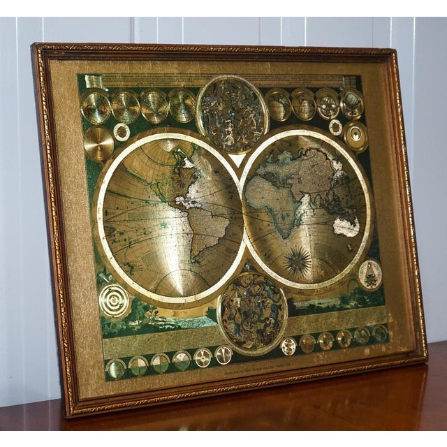 Vintage Framed Print of Planisphaerium Terrestre with Gold by Peter Schenk For Sale - Image 4 of 9