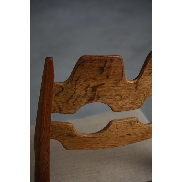 Razorblade Chairs in Oak and Hessian attributed to Danish Henning Kjærnulf, 1960s, Set of 8 For Sale - Image 6 of 18
