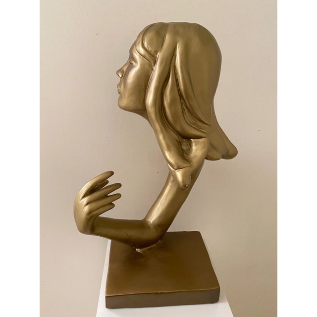 Vintage Boho Studio Bust Sculpture of Female For Sale - Image 4 of 8