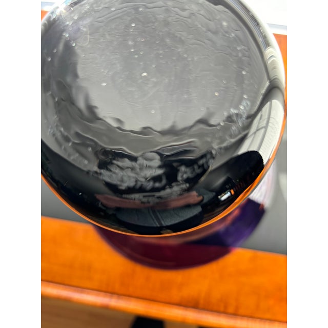 Glass Correia Art Glass Purple Pedestal Bowl For Sale - Image 7 of 12