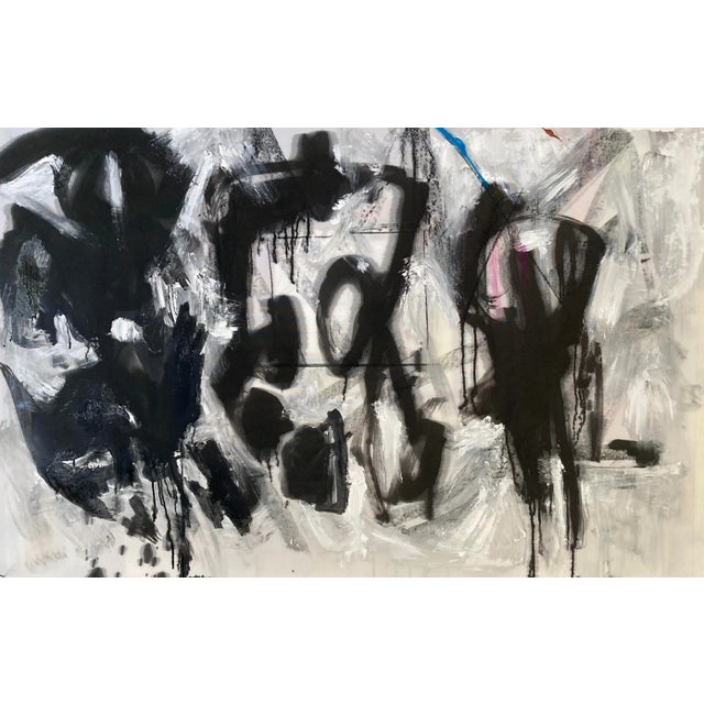 Large Abstract Painting by Erik Sulander on Sailcloth 57x37 For Sale