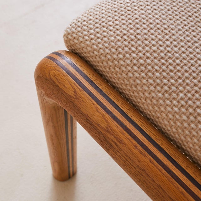 French Oak + Inlaid Wood Vanity Stool, 1960s For Sale In Chicago - Image 6 of 6
