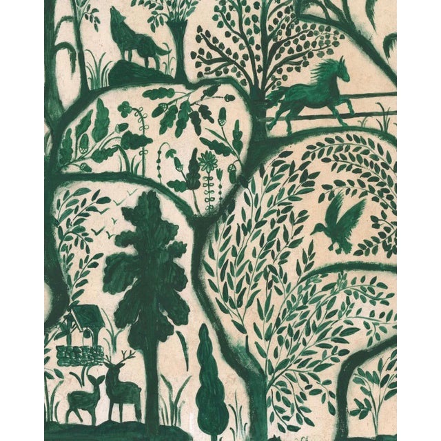 The Enchanted Woodland Green Wallpaper - Set of 3 Rolls For Sale