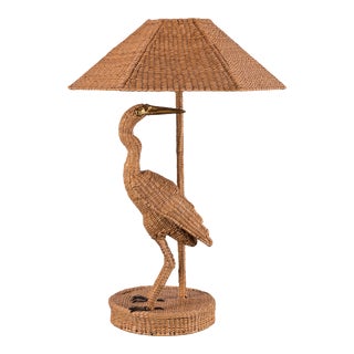 Mario Lopez Torres Tzumindi Rattan Egret Lamp For Sale