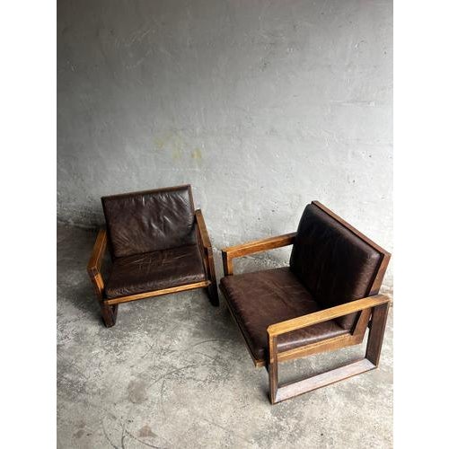 Vintage Lounge Chairs with Leather Cushions, 1970s, Set of 2 For Sale - Image 3 of 8