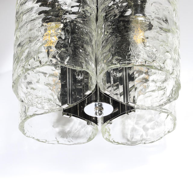 1970s Mid-Century Modern Hand-Blown Murano Mottled Glass & Nickel Chandelier by Mazzega For Sale - Image 13 of 18