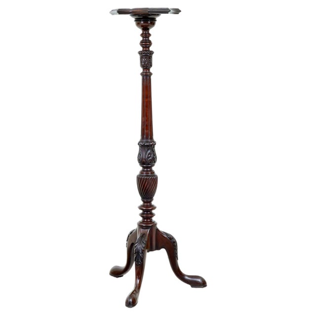 Early 20th Century Carved Mahogany Pedestal Stand, 1920s For Sale