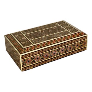 Persian Micro-Mosaic Marquetry Inlaid Trinket Box For Sale