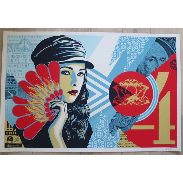 Shepard FaireyObey Obey Fan the Flames, 2019 Silkscreen on cream Speckletone paper. Signed by Shepard Fairey Edition...