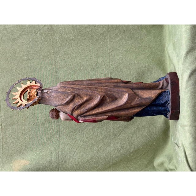 Virgin and Child in Polychrome Wood For Sale - Image 9 of 12